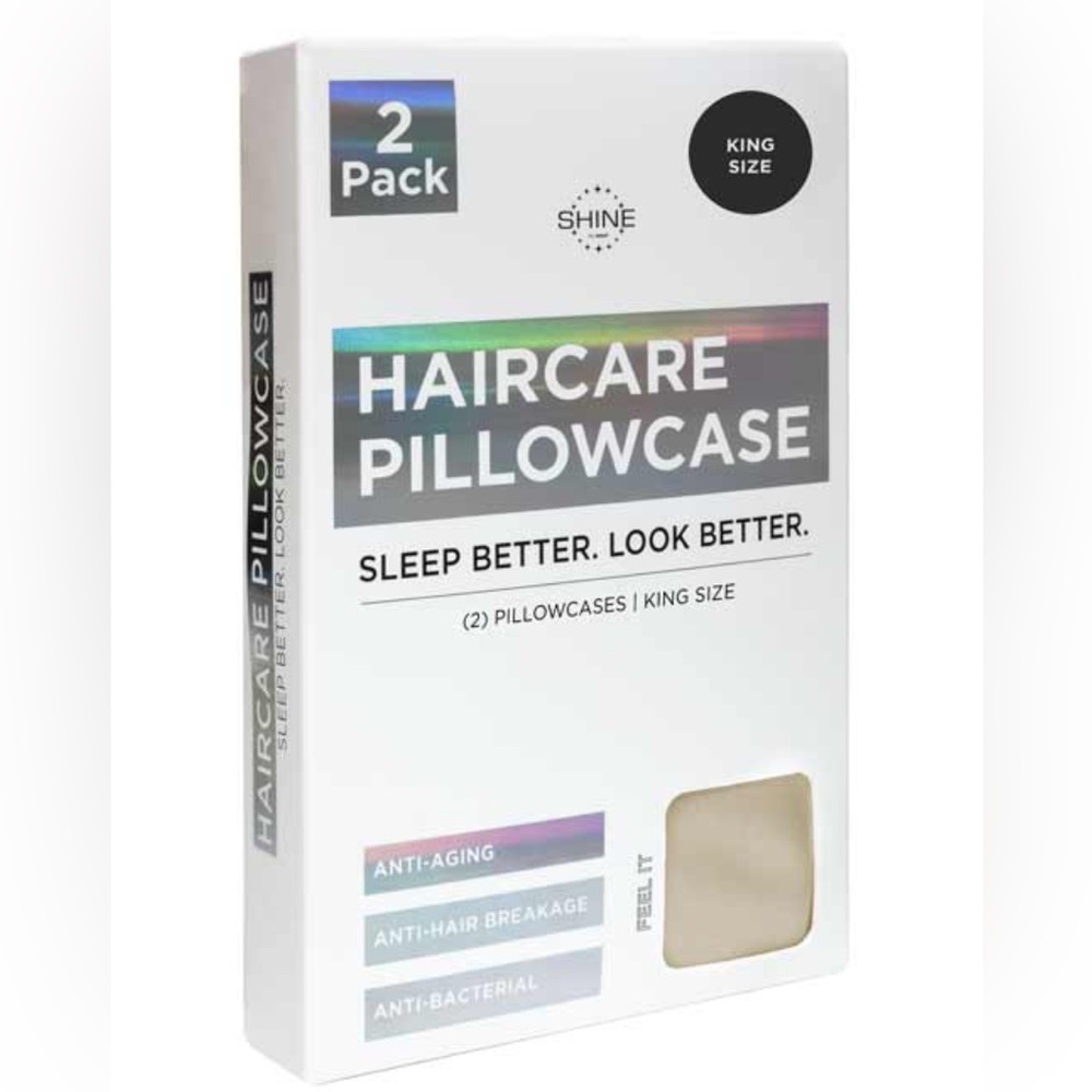 Shine by Night Haircare Pillowcase Set (2) King Size Neutral Color NWT